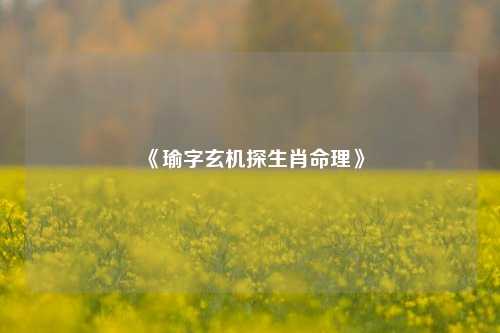 《瑜字玄机探生肖命理》