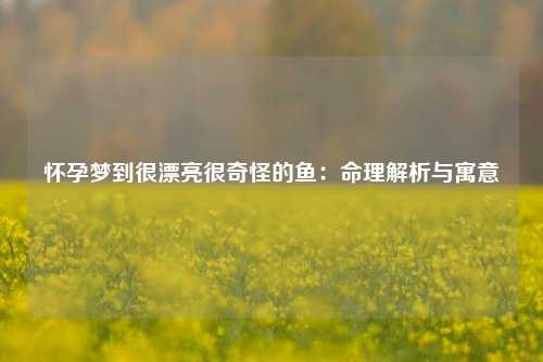怀孕梦到很漂亮很奇怪的鱼:命理解析与寓意
